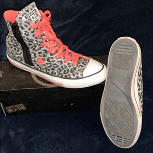 Grey leopard high top Converse